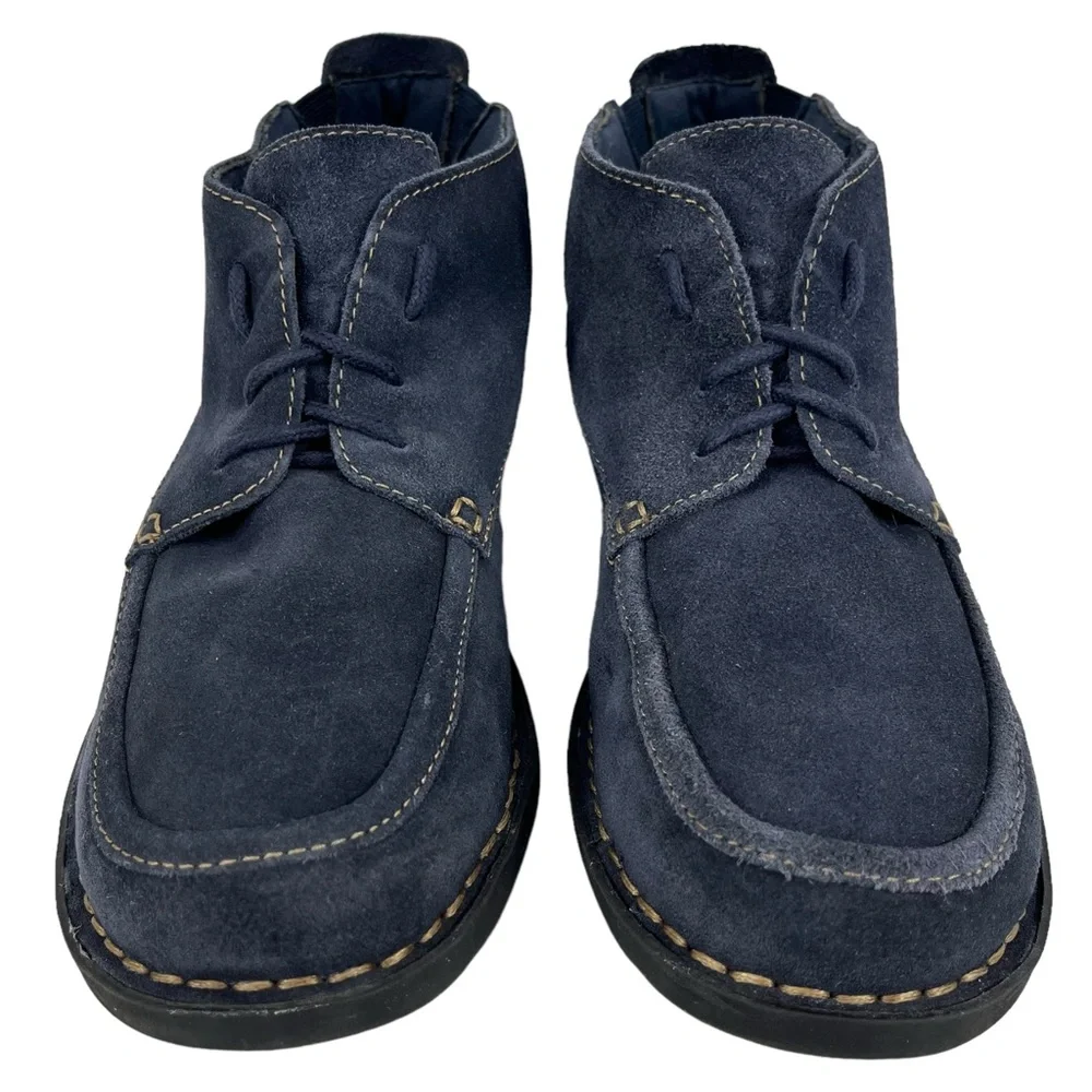 Clarks Womens‎ 7.5 Bendables 63002 Navy Blue Suede Chukka Lace-Up Ankle Boot